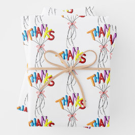 Feuille De Papier Cadeau Colorful "Thanks" Spelled by Balloons 