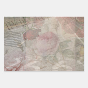 Feuille De Papier Cadeau Compilation de la page de découpage florale améric