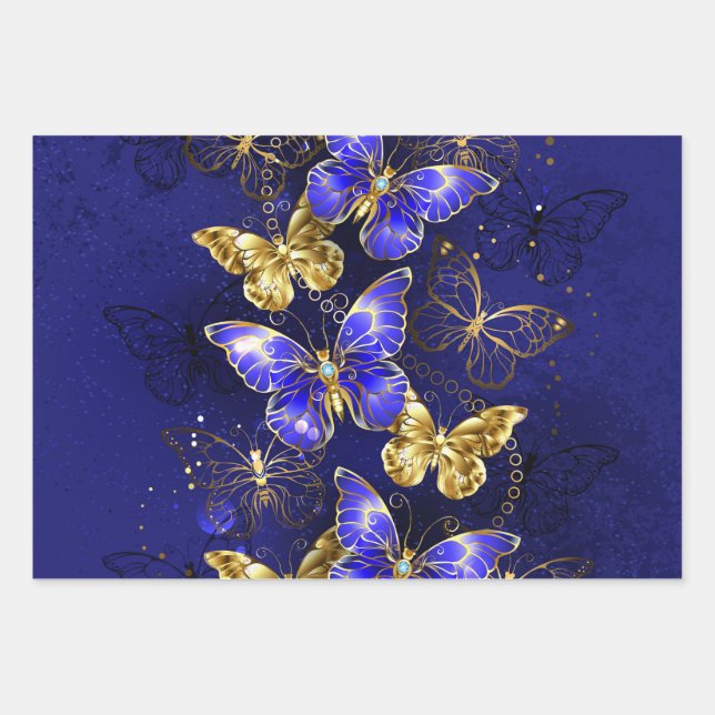 Feuille De Papier Cadeau Composition avec les papillons Sapphire (Devant 2)