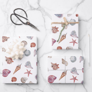 Feuille De Papier Cadeau Composition de aquarelle sous-marine Série Design 