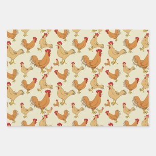 Feuille De Papier Cadeau Conception Brown des Motifs de poulet