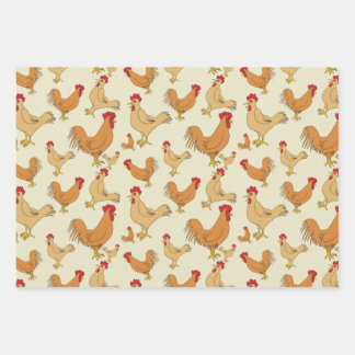 Feuille De Papier Cadeau Conception Brown du Motif de poulet