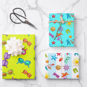 Feuille De Papier Cadeau Conception d'amusement d'été Fête de filles