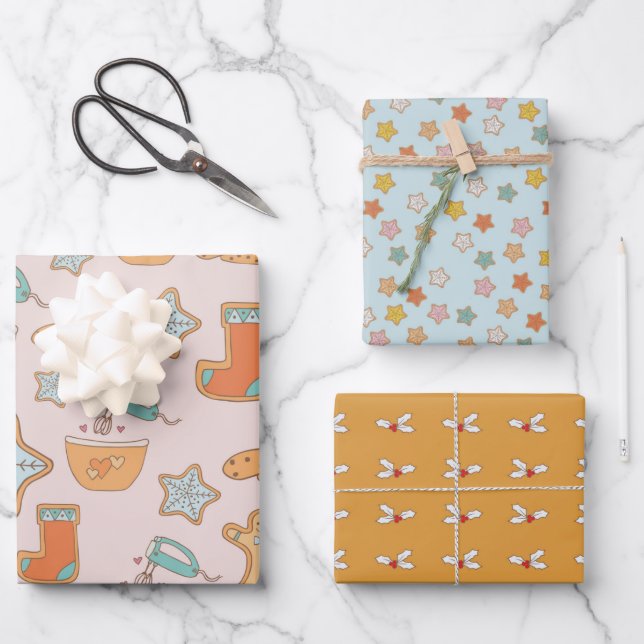 Feuille De Papier Cadeau Conception de biscuits, biscuits et biscuits de cu (Recto)