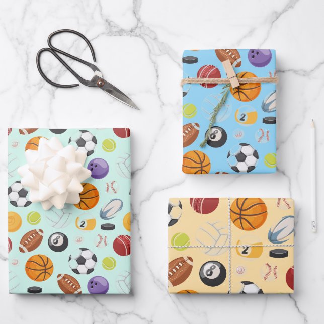 Feuille De Papier Cadeau Conception de boules de sport (Recto)
