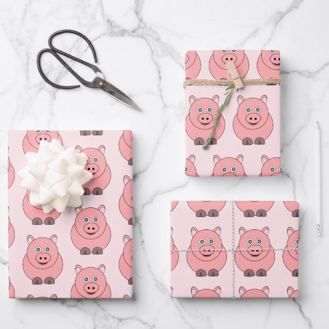 Feuille De Papier Cadeau Conception de cochon (Recto)