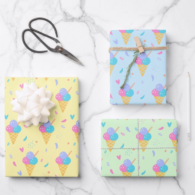 Feuille De Papier Cadeau Conception de la crème glacée (Recto)