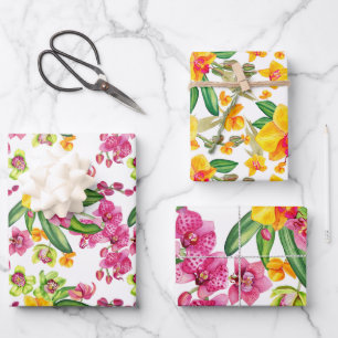 Feuille De Papier Cadeau Conception d'orchidées à l'aquarelle 18