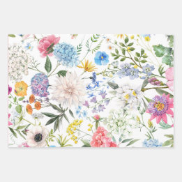 Feuille De Papier Cadeau Conception florale colorée de style vintage