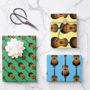 Feuille De Papier Cadeau Conception musicale de guitare acoustique