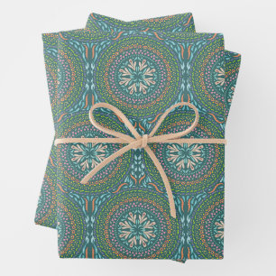 Feuille De Papier Cadeau Conception verte Mandala