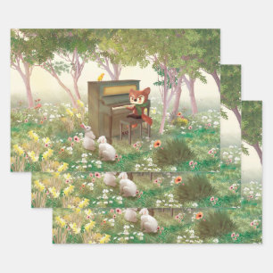 Feuille De Papier Cadeau Concert de piano forestier