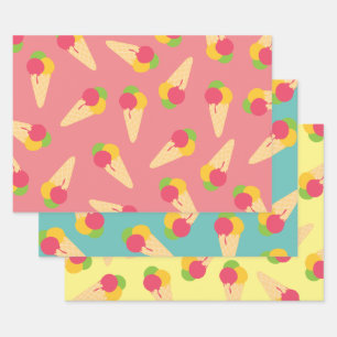 Feuille De Papier Cadeau Cône de crème glacée