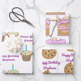 Feuille De Papier Cadeau Confections d'anniversaire