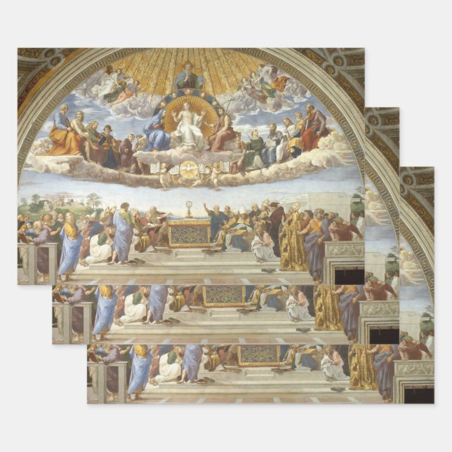 Feuille De Papier Cadeau Conflit du Saint Sacrement, Raphael Sanzio (Lot)