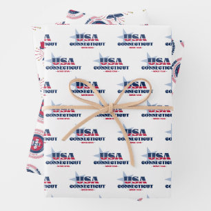 Feuille De Papier Cadeau Connecticut, 50 États, Liberty Bell