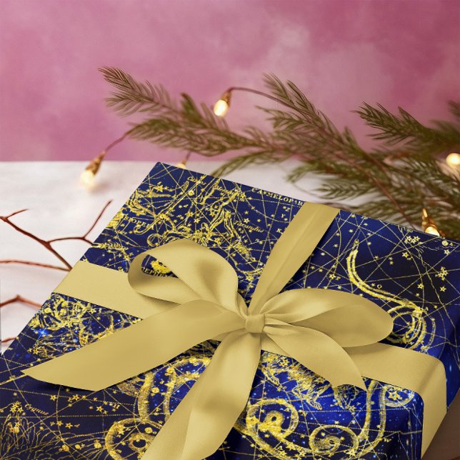 Feuille De Papier Cadeau Constellation céleste d'or de Draco (Créateur téléchargé)