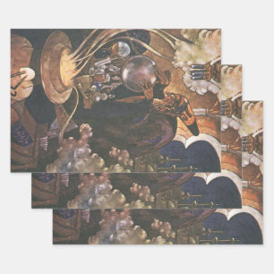 Feuille De Papier Cadeau Conte de fées vintage, Aladdin et Lampe magique