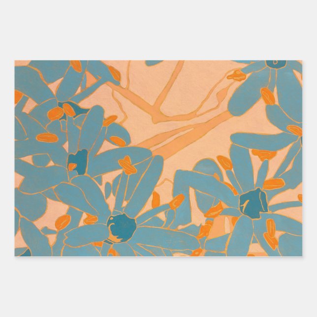 Feuille De Papier Cadeau Contemporary Leaf Design in Peach (Devant)
