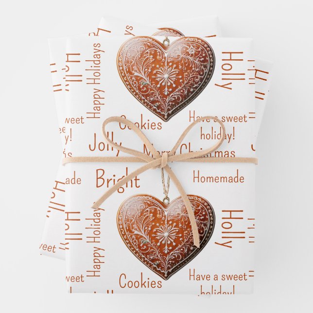 Feuille De Papier Cadeau Cookie de Noël traditionnel décoré (En situation)