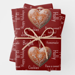 Feuille De Papier Cadeau Cookie de Noël traditionnel décoré