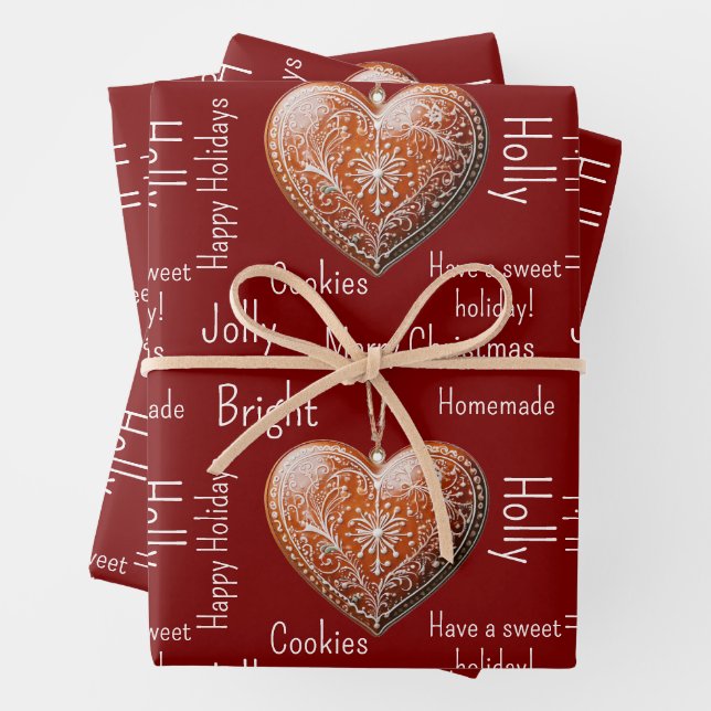 Feuille De Papier Cadeau Cookie de Noël traditionnel décoré (En situation)