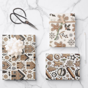 Feuille De Papier Cadeau Cookie de pain d'épice de Noël