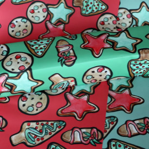 Feuille De Papier Cadeau Cookies de Noël