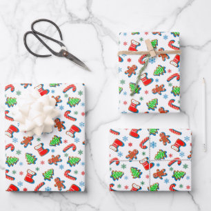 Feuille De Papier Cadeau Cookies de Noël glacé