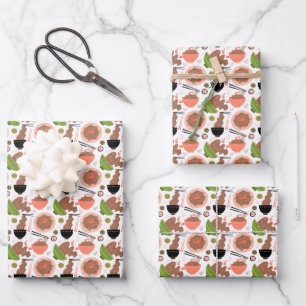 Feuille De Papier Cadeau cool carrelée fête alimentaire chinoise