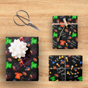 Feuille De Papier Cadeau Cool et football unique Fête des pères heureuse