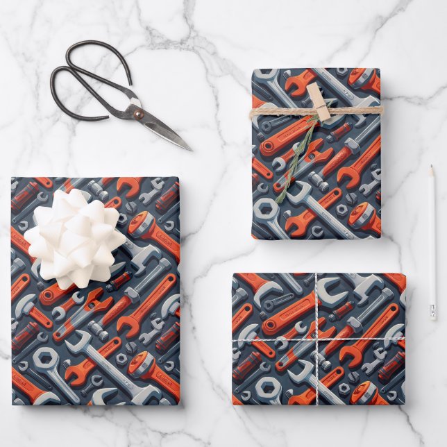 Feuille De Papier Cadeau Cool mens, modèle d'outil (Recto)