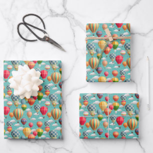 Feuille De Papier Cadeau cool montgolfière soirée carrelée