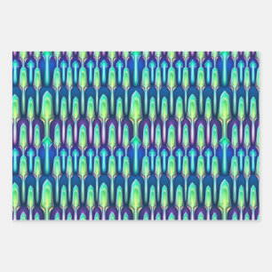 Feuille De Papier Cadeau Cool Rétro Abstrait Champignons Motif