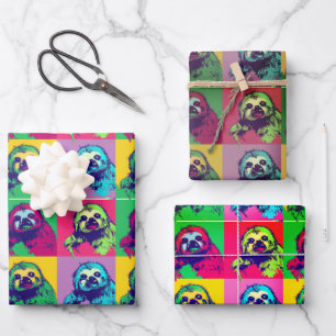 Feuille De Papier Cadeau Cool Retro PopArt Sloth Conçu