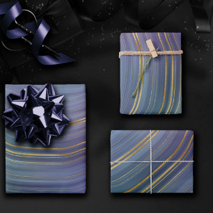 Feuille De Papier Cadeau Cool Strata   Belle Agate bleu violet et or
