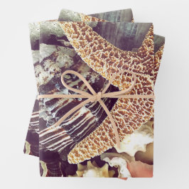 Feuille De Papier Cadeau Coques de plage