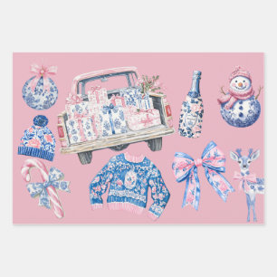 Feuille De Papier Cadeau Coquette Chinoiserie illustrations de Noël