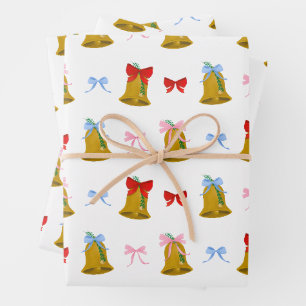 Feuille De Papier Cadeau Coquette Noël cloches et vaches Classique