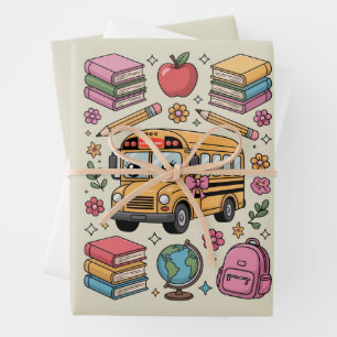 Feuille De Papier Cadeau Coquette professeur rentrée scolaire maternelle pr