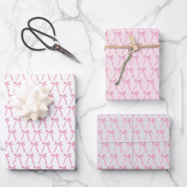 Feuille De Papier Cadeau Coquette Rose Bows Ribbons Galentine (Recto)