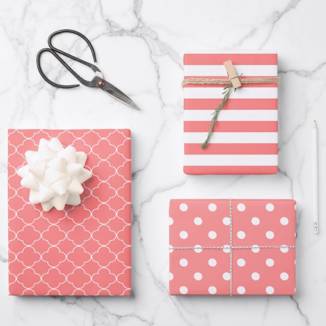 Feuille De Papier Cadeau Corail à motif (Recto)