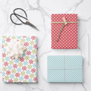 Feuille De Papier Cadeau Corail rose rose Mint bleu vert Flacons de neige