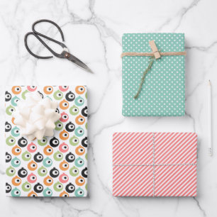 Feuille De Papier Cadeau Corail Rouge Monnaie Rose Bleu Vert Ornements