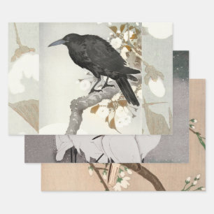 Feuille De Papier Cadeau Corbeau Koson Oiseau Japonais Corneille