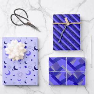 Feuille De Papier Cadeau Cosmologique violet, lignes et formes