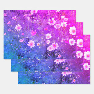 Feuille De Papier Cadeau Cosmos bipinnatus rose Fleurs en pleine floraison