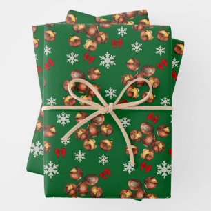 Feuille De Papier Cadeau Cosy Châtaignes Rôties Et Pneus Hiver