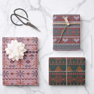 Feuille De Papier Cadeau Cosy Fair Isle Christmas Sweaters Motifs