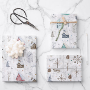Feuille De Papier Cadeau Cosy Home Rose/Turquoise Twig & Pinecone ID985